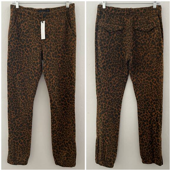 Sanctuary x Anthropologie Leopard Print Zip Ankle Jogger Pants Stretch XS NWT - Picture 2 of 13